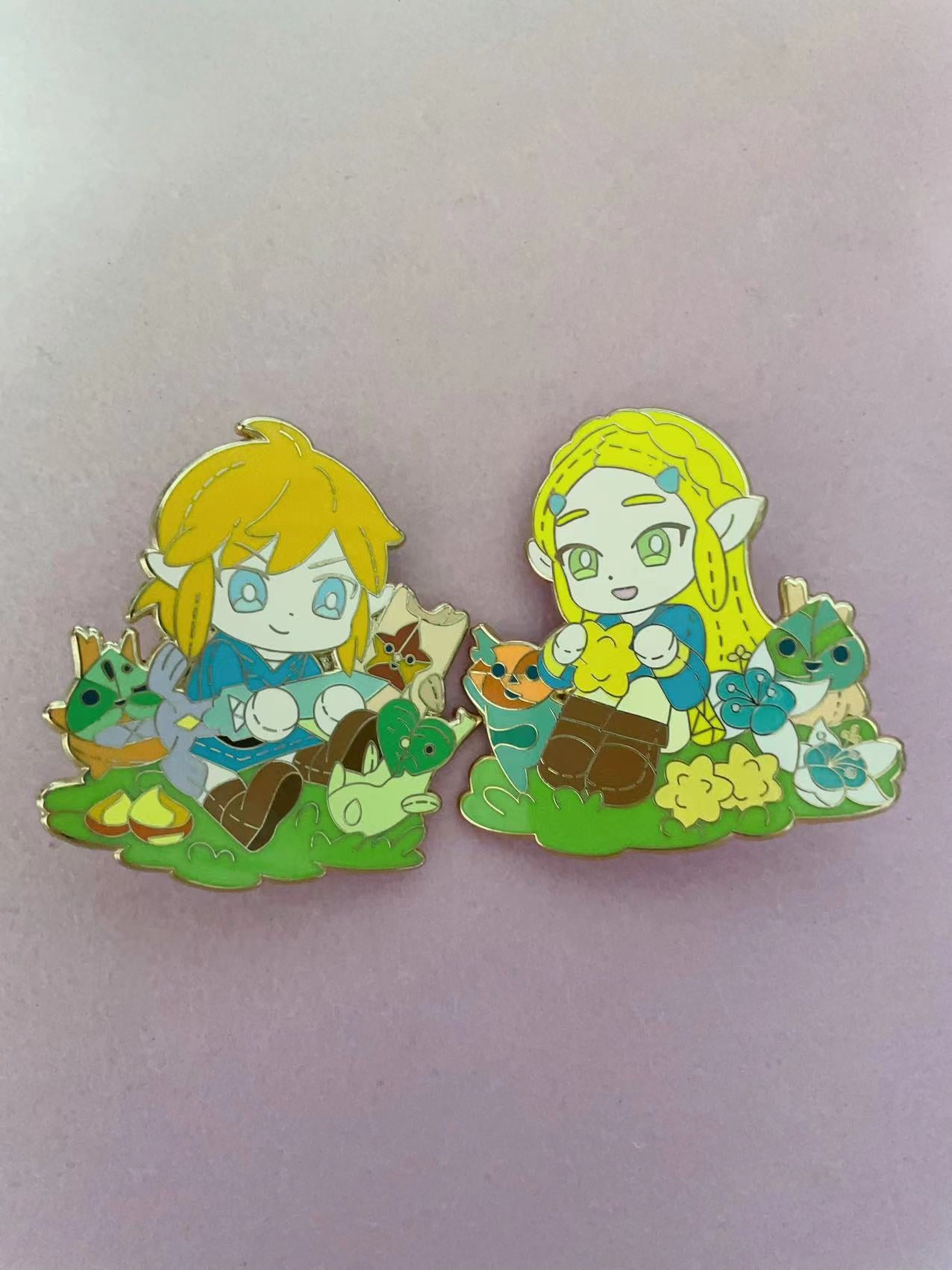 Zelda and link Enamel Pins(2pcs)