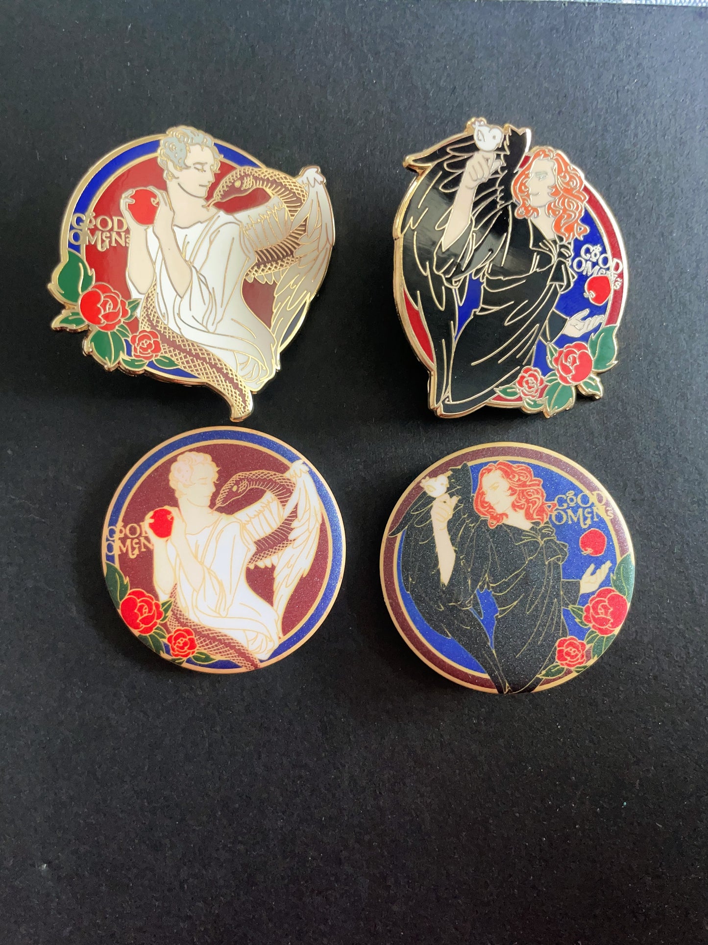 Good Omens hard enamel pins(4pcs)