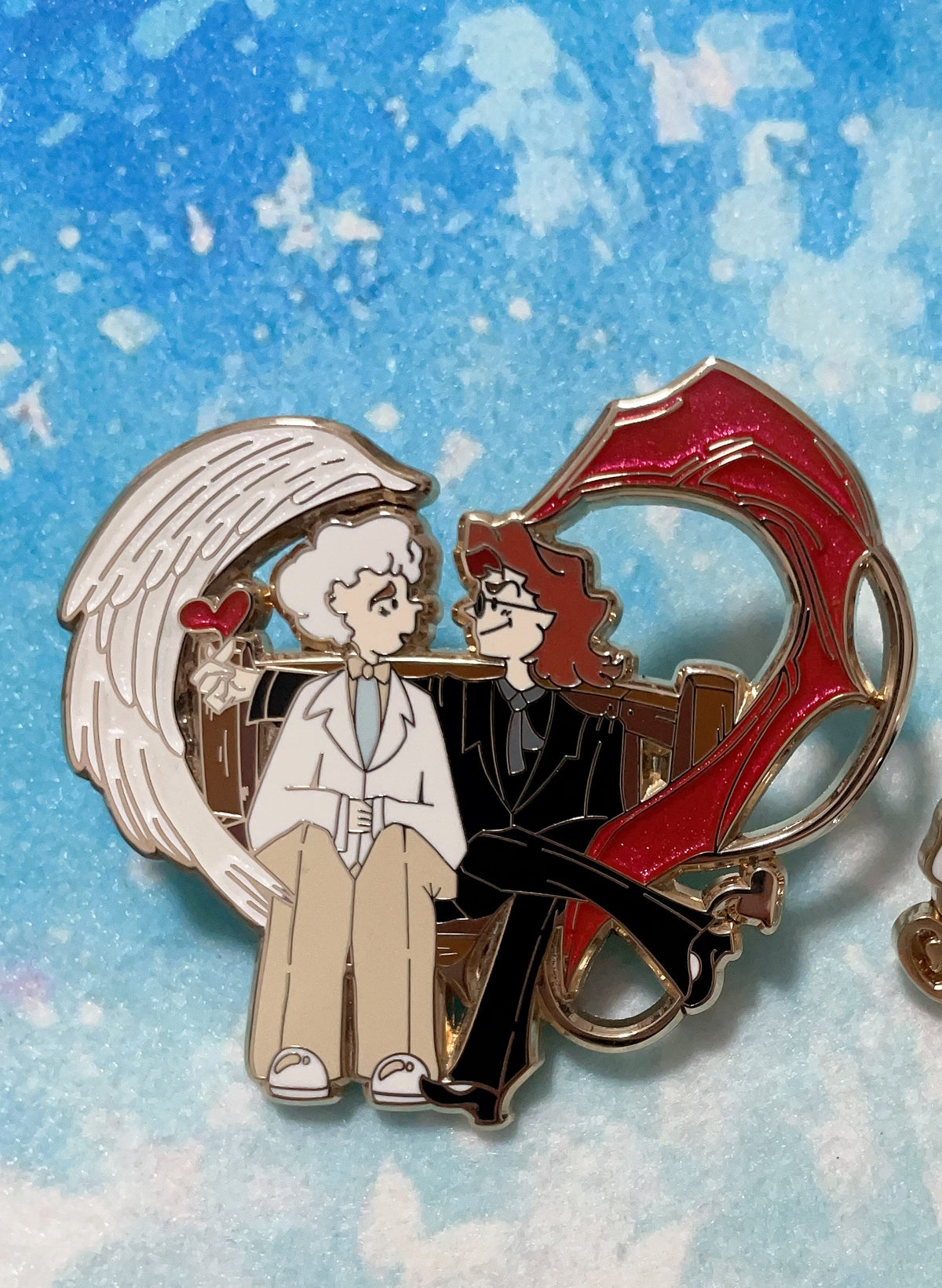 good omens hard enamel pins