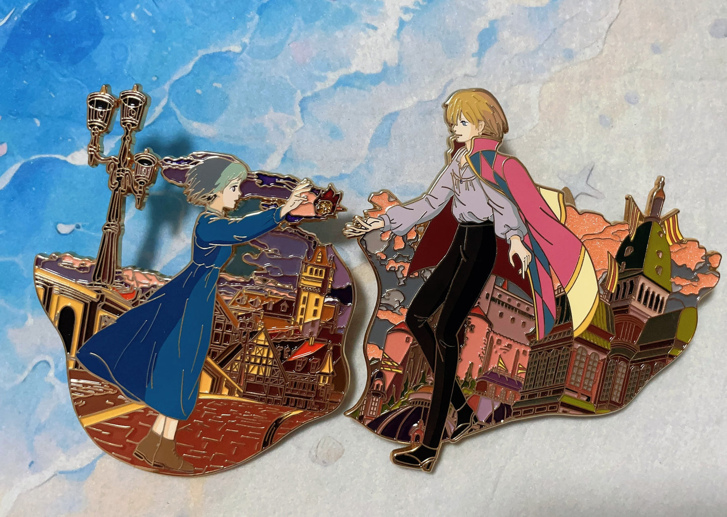 studio Ghibli Howl’s Moving Castle Hard Enamel Pins(2pcs) – Collectible Studio Ghibli