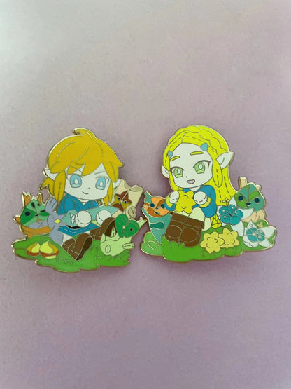 Zelda and link Enamel Pins(2pcs)