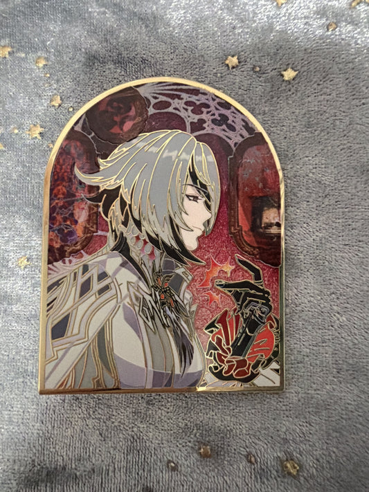 Genshin Impact Arlecchino Enamel Pin Fatui Gold Plate Hard Enamel Pin