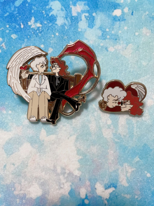 good omens hard enamel pins(2pcs)