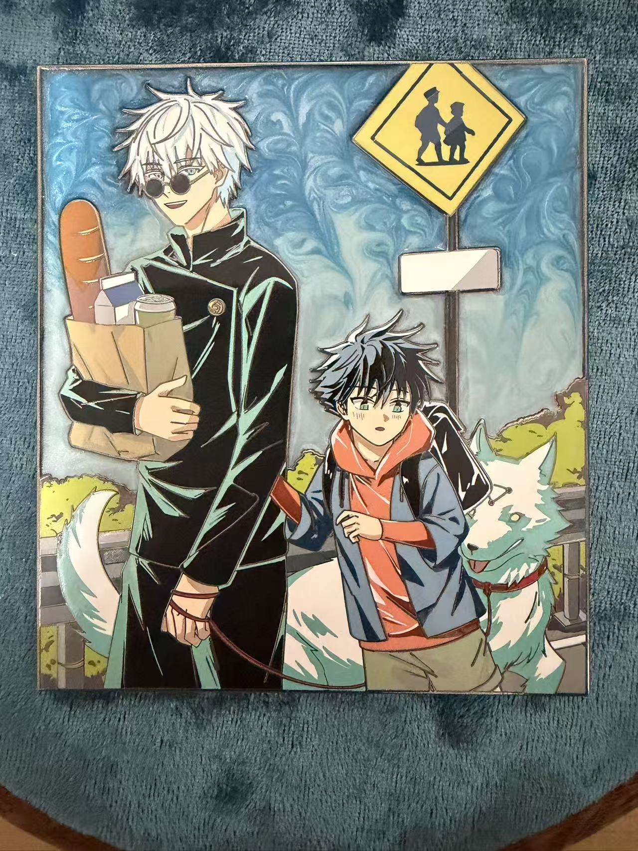 Hunterflowerspin Jujutsu Kaisen Gojo & kiddo Megumi enamel pin