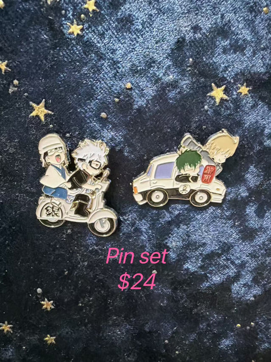 Gintama Enamel Pins(2pcs)| Limited Edition Anime Pins – Gintoki, Kagura, Hijikata