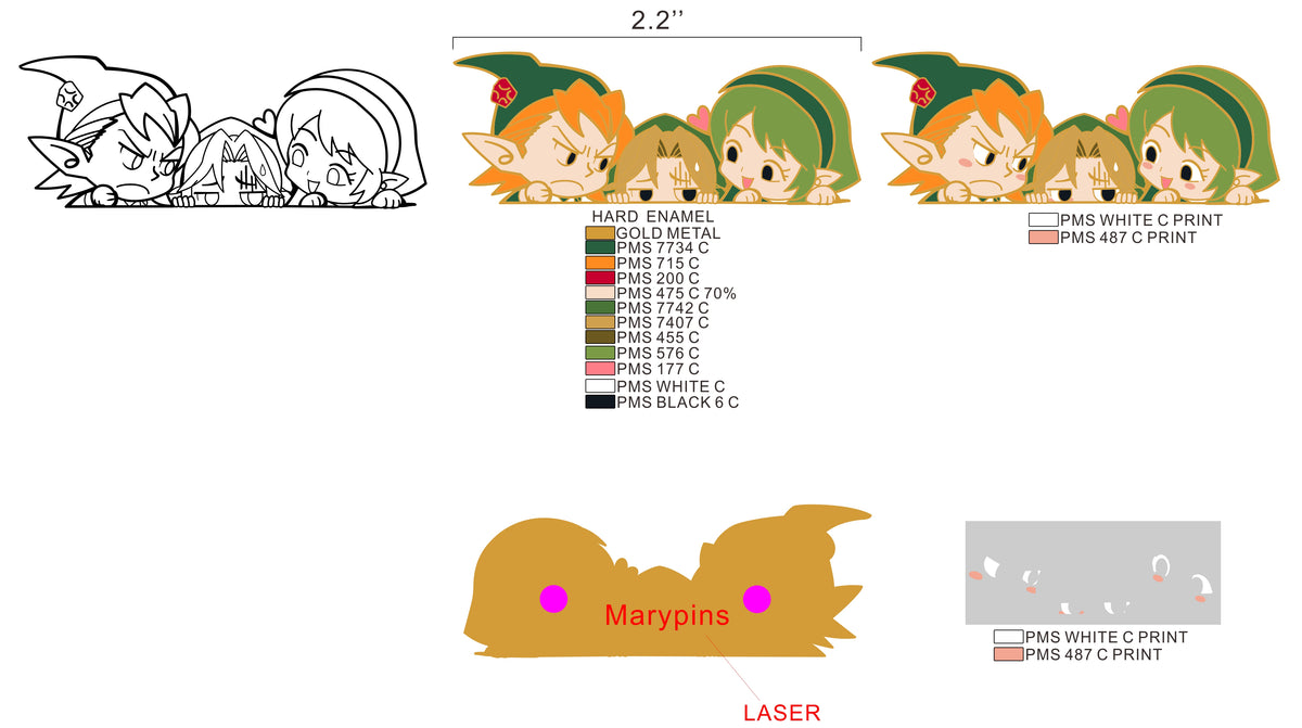 Ocarina of Time Enamel Pin：Link’s Love Triangle  Pre-order（original）