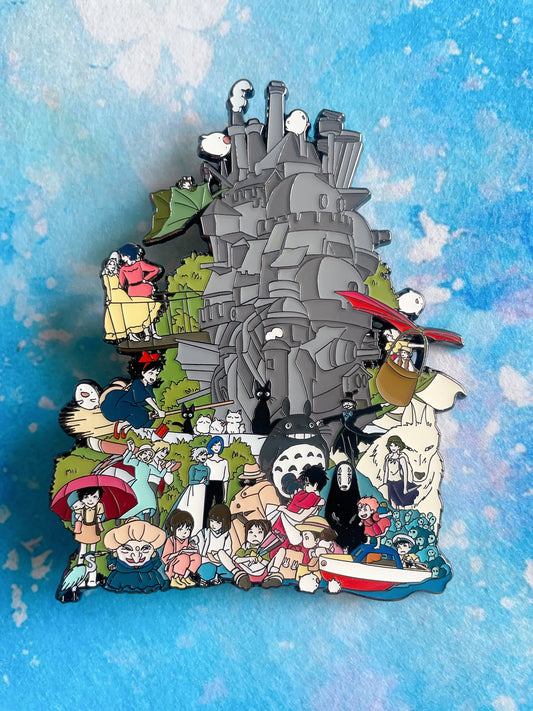 studio Ghibli family portrait-Howl’s Moving Castle Hard Enamel Pin – Collectible Studio Ghibli