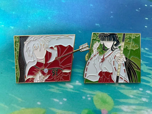 vintage Inuyasha kikyo  Enamel Pins(2pcs) – Rare Limited Edition for Collectors