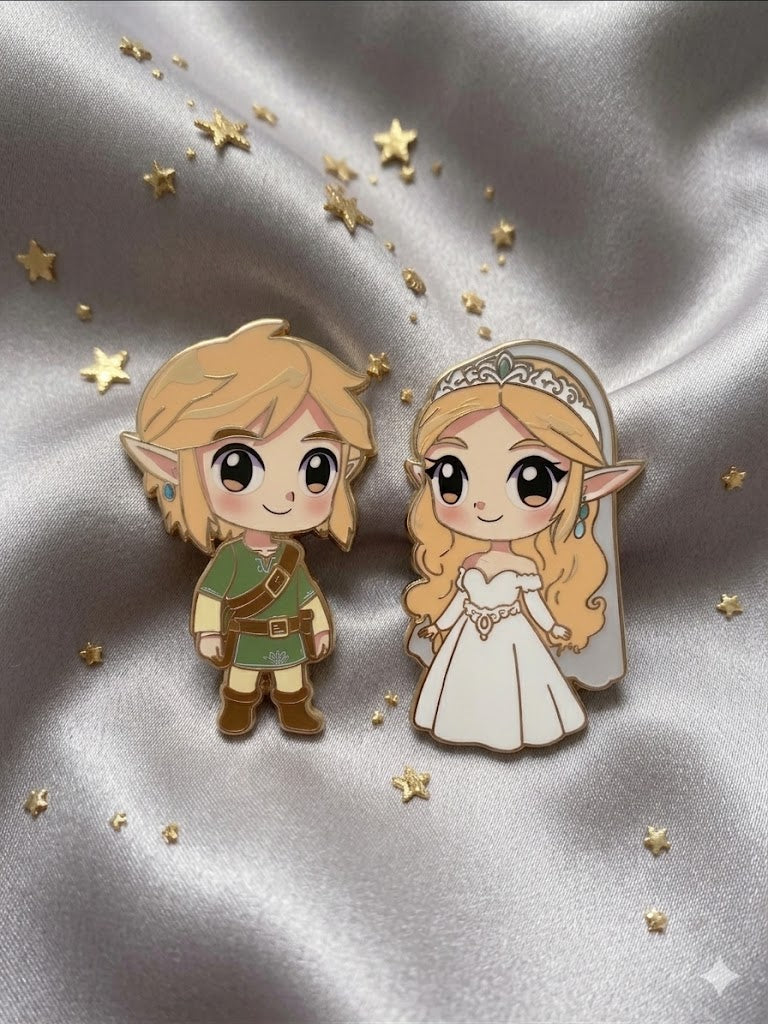 （Original）Zelda and link Enamel Pins – Limited Edition Collector's Item(2pcs)-In hand