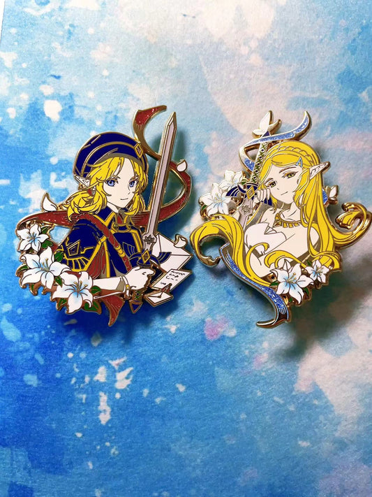 Zelda and link hard Enamel Pins – Limited Edition Collector's Item（2pcs）